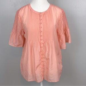 NWT J.Crew cotton silk blend button front pintuck detail sheer top, size small.